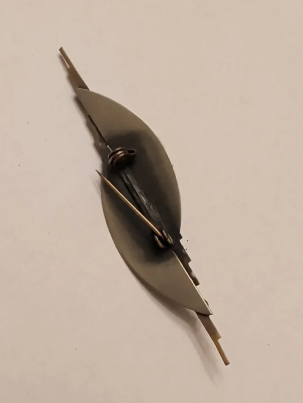 Vintage-Inspired Bronze Bar Brooch with Opalescent Cabochon
